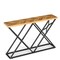 Natural - Black Console Table with Solid Metal Frame and Storage Shelf 55"
